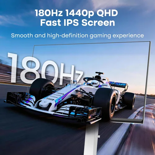Vista 2 de Amzfast Monitor para juegos de 24 pulgadas 180Hz QHD (2560 × 1440), monitor IPS rápido, compatible con G-SYNC de 1 ms, altavoces incorporados, 96%