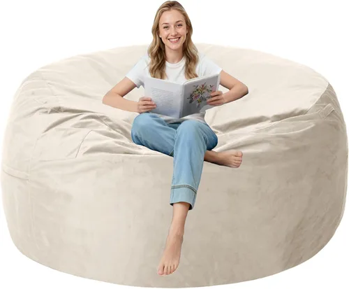 Vista 45 de Silla Puf de 2 Pies con Funda de Terciopelo Ultra Suave Sofá Puf con Espuma con Memoria Sillas Puf de Tamaño Grande Sofá Perezoso para Dormitorio