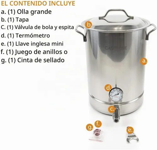 Vista 2 de GasOne - Olla de acero inoxidable de 8 galones, preperforada, 4 piezas, 32 cuartos de galón, parte inferior de tres capas para elaboración