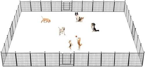 Vista 17 de Corralito para perros, 40 pulgadas, 8 paneles, valla para perros al aire libre, resistente, corral para perros grandes, medianos y pequeños, corral