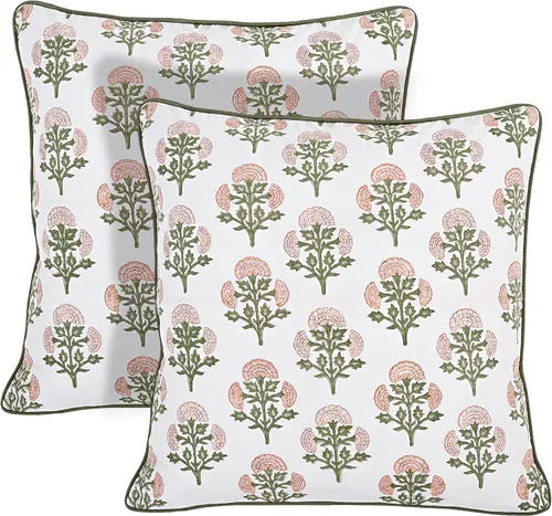 Vista 18 de Ridhi Juego de 2 fundas de almohada decorativas de 16 x 16 pulgadas con estampado de bloques de color azul aguamarina para sala de estar