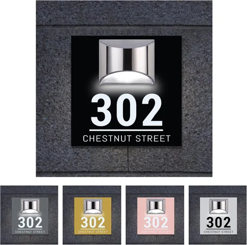 Vista 26 de Placa solar personalizada con números de casa, placa LED moderna para puerta, letrero acrílico para casa de jardín, montaje en la pared para casa