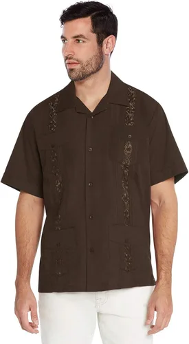 Vista 22 de vkwear Camisa de vestir de manga corta para hombre, estilo guayabera, cubana, playa, boda, informal, para hombre