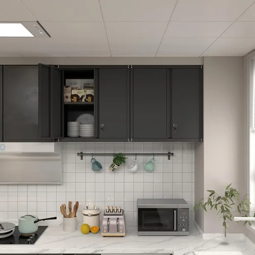 Vista 7 de Armarios de Pared para Garaje, Gabinete de Pared de Metal para Garaje con Puertas con Cerradura, Gabinete de Almacenamiento con Cerradura y Estante
