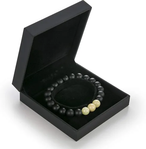 Vista 4 de Amber Bead Stretch Bracelet - Certified Handmade Natural Baltic Dark Cherry Charm Bangle Unisex Adult in a Gift Box