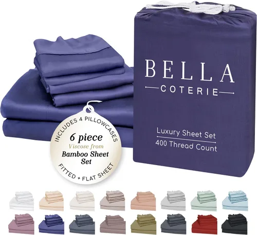 Vista 37 de Bella Coterie - Juego de sábanas tamaño individual, viscosa de bambú, de cultivo orgánico, ultrasuaves, refrescantes para calurosos, esquinas tipo