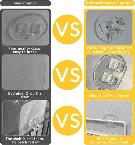 Vista 7 de 4 unidades de soporte adhesivo de repuesto de 3 x 10 pulgadas, tiras adhesivas de ducha fuertes, impermeables, sin perforaciones, para baño, cocina