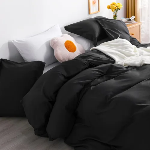 Vista 3 de NTBAY juego de funda de edredón para cama individual, 1 funda de edredón y 1 funda de almohada, funda de edredón suave de microfibra cepillada
