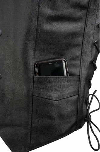 Vista 6 de Event Biker Leather - Chaleco de cuero para hombre "Promo, con encaje lateral