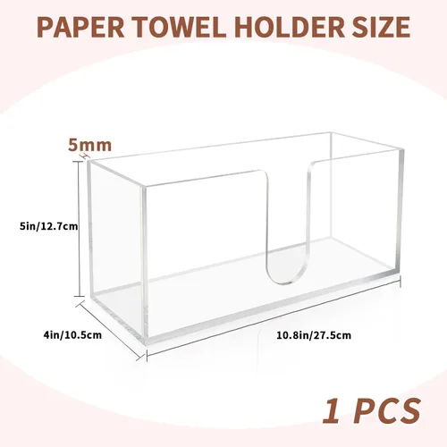Vista 2 de Toallero de papel acrílico, dispensador de servilletas de plegado en Z de 0.197 in de grosor, transparente y plegable, organizador de baño y cocina