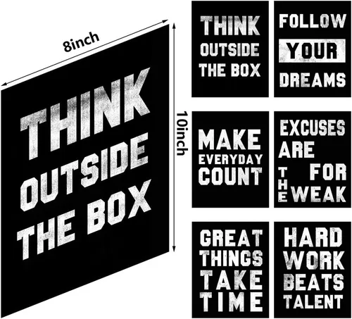 Vista 2 de Homanga Pósteres motivacionales para pared, impresiones artísticas positivas para decoración de oficina, juego de 6, arte de pared con cita