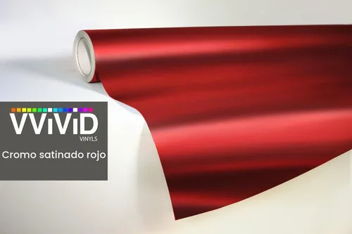 Vista 2 de VViViD - Vinilo de vinilo cromado satinado rojo para coche, estirable, adaptable, hazlo tú mismo (0.3 x 1.5 m)
