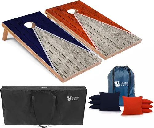Vista 37 de Tailgating Pros Juego de tablero de Cornhole ligero con diseño piramidal con bolsas de frijoles y estuche de transporte, juego de cornhole