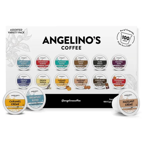 Vista 13 de Angelino's Coffee - Paquete variado de cápsulas de café tostado medio, 96 unidades - Incluye mezcla de desayuno, nariño colombiano, mezcla hawaiana