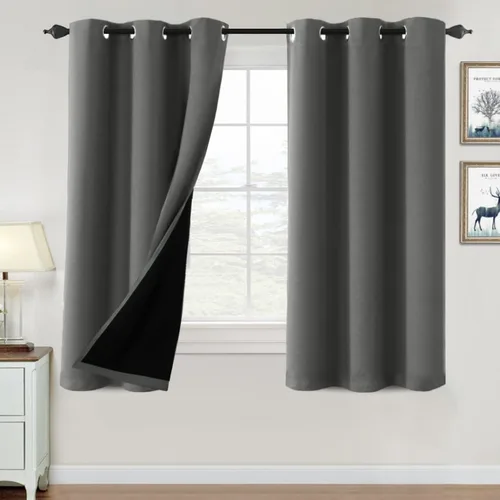 Vista 117 de H.VERSAILTEX Cortinas 100% de opacidad para dormitorio, con aislamiento térmico, cortinas opacas de 63 pulgadas de largo, cortinas de bloqueo