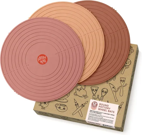 Vista 9 de Pottery Head Bates de cerámica para rueda de cerámica – 1 bate de rueda de cerámica redondo de 12 pulgadas con líneas de guía – Herramientas