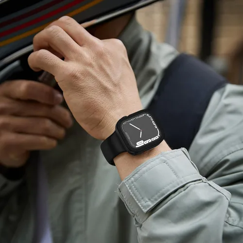 Vista 5 de Paquete de 2 fundas impermeables 2 en 1 para Apple Watch Series SE SE 6 5 4 40mm, borde recto de PC frontal y trasero con protector de pantalla
