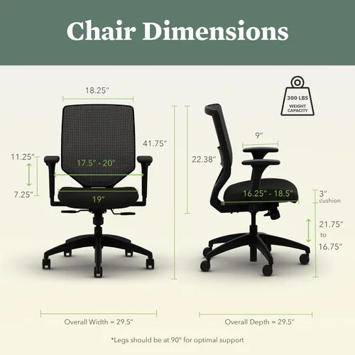 Vista 2 de HON Solve - Silla de oficina ergonómica, soporte de malla con respaldo de malla, soporte lumbar ajustable, brazos ajustables en altura, marco