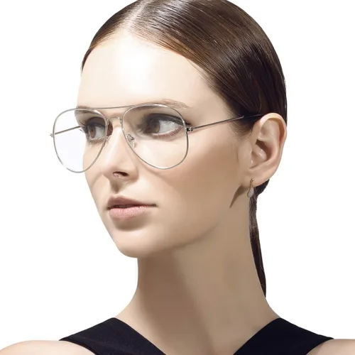 Vista 2 de AISSWZBER Lentes de aviador transparentes con marco de metal clásico prémium