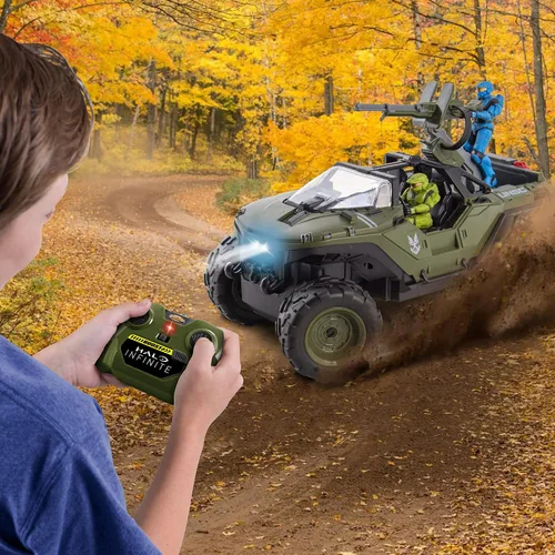 Vista 6 de NKOK Halo Infinite RC: Battle Hog UNSC Warthog - W/Master Chief & Spartan, control de radio de 2.4 GHz con vehículo Turbo Boost