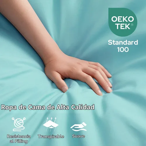 Vista 2 de HOMEIDEAS Sábanas de cama tamaño completo – Juego de 6 piezas (azul aguamarina) – Sábanas de ropa de cama de microfibra cepillada extra suave