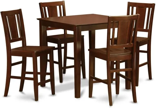 Vista 23 de HomeStock Juego de mesa de cocina de 5 piezas para 4 personas, incluye una mesa de comedor rectangular con hojas y 4 sillas Parson de tela de lino
