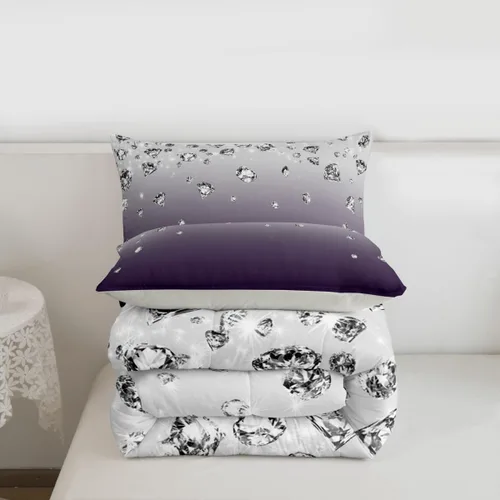 Vista 7 de Erosebridal Juego de edredón de color degradado morado, juego de ropa de cama de tamaño individual, moderno, abstracto, para adultos, mujeres