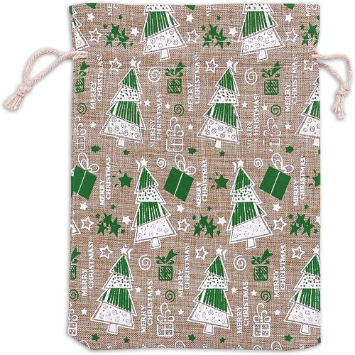 Vista 30 de 48 paquetes de 3x4 bolsas de regalo reutilizables de yute y arpillera con cordones (Feliz Navidad, X-Pequeño) - para regalos, favores de fiesta