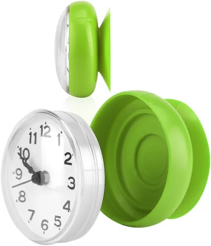 Vista 3 de Yosoo Reloj de ducha impermeable con ventosa de cara redonda árabe digital árabe reloj de ducha de baño accesorios de cocina (verde)