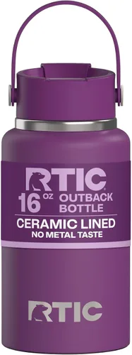 Vista 25 de RTIC - Botella de agua Outback de 32 oz (1 L), con revestimiento de cerámica, aislada, de acero inoxidable, doble pared con aislamiento al vacío