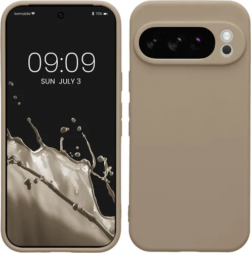 Vista 217 de kwmobile Funda compatible con Google Pixel 9 - Funda protectora delgada de TPU para teléfono - Acabado mate suave - Piedra antigua
