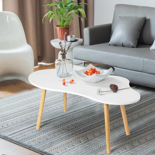 Vista 3 de Mesa de centro pequeña, en forma de nube, mesa baja con nubes irregulares, mesa auxiliar de madera para sofá, mesa de té moderna de mediados
