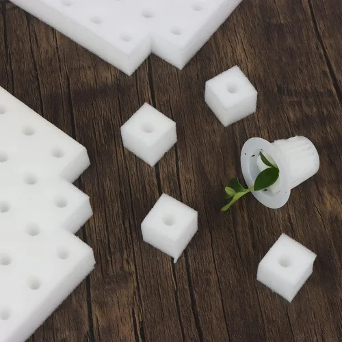 Vista 6 de Paquete de 200 esponjas hidropónicas para plantar, esponjas cuadradas de plántulas, esponja hidropónica para invernadero, esponja hidropónica