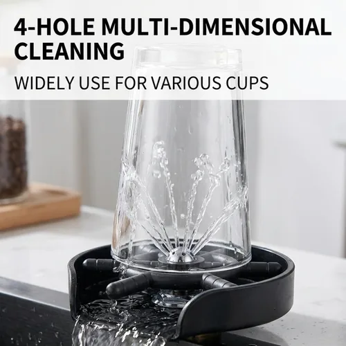 Vista 3 de Yosoo Health Gear Piezas de enjuague de vidrio Bar Enjuagador de vidrio Cabeza de grifo Limpiador automático de la lavadora de tazas, Barra de acero