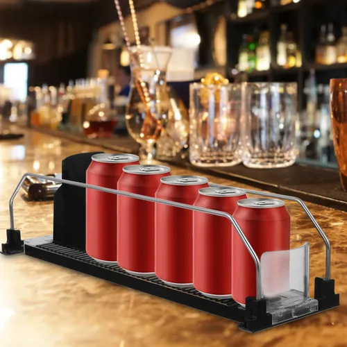 Vista 9 de Hemobllo Organizador de bebidas para nevera, organizador de latas de botellas de refrigerador, organizador de bebidas, empujador