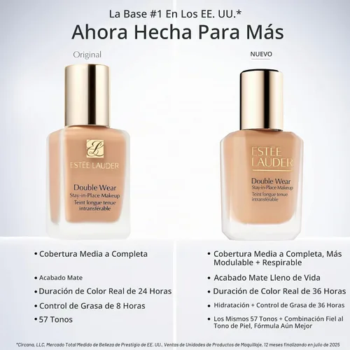 Vista 5 de Estée Lauder Maquillaje de base de maquillaje doble que se mantiene en su lugar, base mate de larga duración, 1 onza líquida Porcelana cálida 1W0
