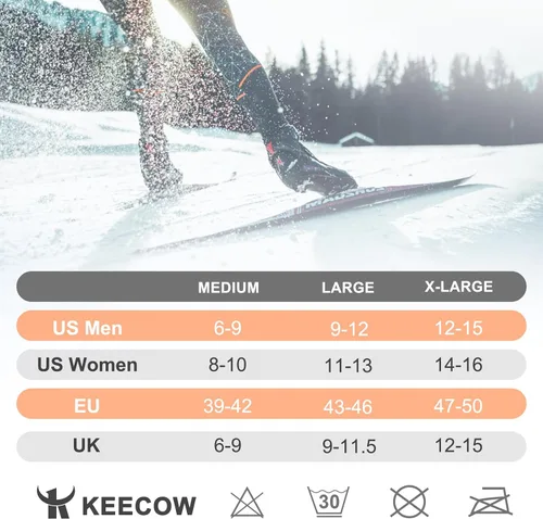 Vista 5 de KEECOW Calcetines de esquí de lana merino para hombres y mujeres, 2 pares, calcetines térmicos cálidos para invierno, snowboard, caza al aire libre