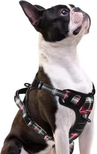 Vista 25 de PUPTECK Arnés sin tirones para perro, tamaño pequeño, ajustable, reflectante, con asa, de fácil control, cómodo y suave acolchado para perros Negro