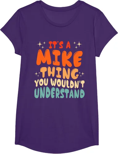 Vista 15 de Camiseta retro de los años 80 con texto en inglés "It's A Mike Thing You Wouldn't Understand", Negro