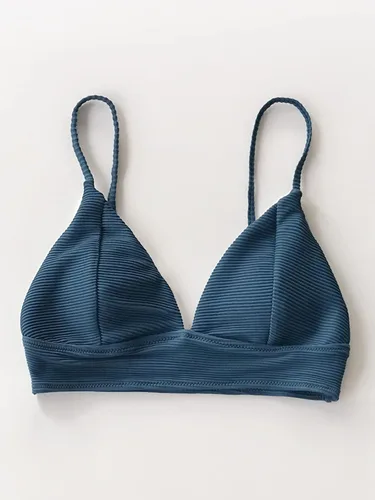 Vista 4 de CUPSHE Bikini Top for Women Swimsuit V Neck Textured Bathing Suit