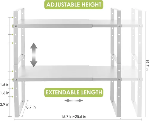 Vista 5 de Across-Star Organizador de estante de armario expandible y apilable, estantes de almacenamiento de mostrador de cocina ajustables en altura, estante