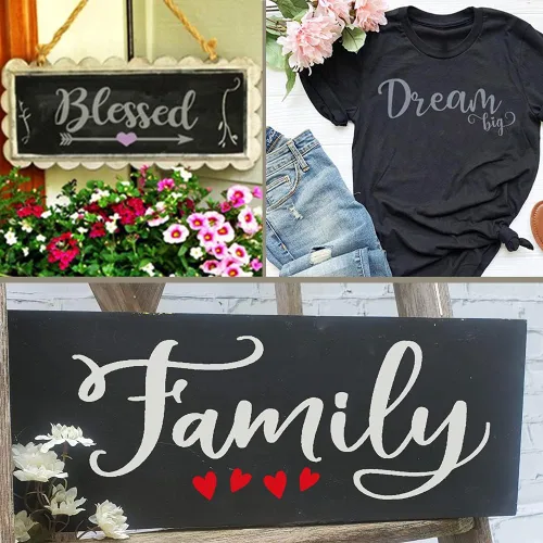 Vista 5 de Plantillas de palabras de granja, 6 plantillas inspiradoras para madera, lienzo y más, el juego de plantillas reutilizables incluye "This is Us