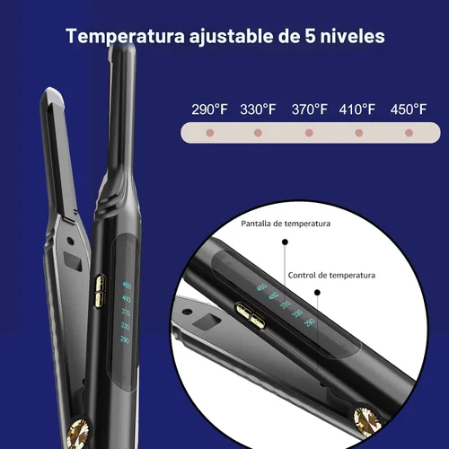 Vista 5 de Plancha de Lápiz 3/10'' Planchas Pequeñas para Cabello Corto, Corte Pixie y Flequillo, Alisador de Cabello para Bordes con Pantalla LED, Mini
