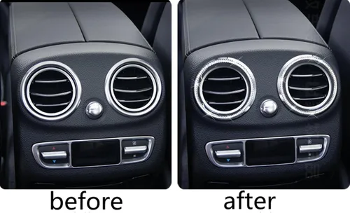 Vista 2 de Compatible con Mercedes Benz Bling Accesorios W205 C300 W213 Clase E GLC 300 Cubierta de ventilación trasera AC Car Bling Calcomanías para mujer