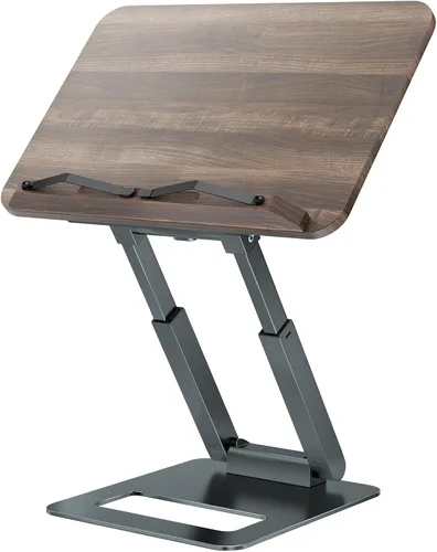 Vista 9 de Tounee Soporte telescópico para libros - Soporte para libros de cocina de altura ajustable con clips elásticos para páginas (negro)