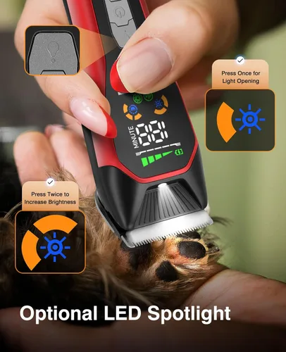 Vista 3 de Cortadora de pelo eléctrica inalámbrica para mascotas grandes, kits de aseo de perros de motor silencioso y fuerte de dos velocidades con hoja ancha