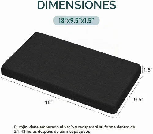 Vista 3 de baibu Cojines de espuma viscoelástica para taburete con lazos, 18 x 9.5 x Negro