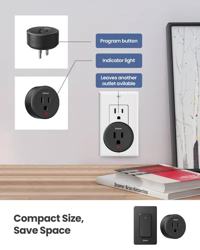 Vista 5 de Zoiinet Interruptor de Enchufe con Control Remoto, Diseño de Hebilla e Interruptor de Luz Inalámbrico Extraíble, 300 pies, Interruptor de Encendido