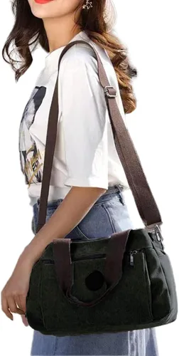Vista 3 de Lytosmoo Women Canvas Hobo Crossbody Shoulder Tote Bag Vintage Multi-pocket Handbags Casual Purse Messenger Work Bags