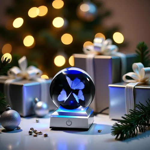 Vista 4 de Movdyka Figura de bola de cristal de mariposa 3D, regalos de mariposas de vidrio para mujeres, mamá, mejores amigas, luz nocturna, estatua